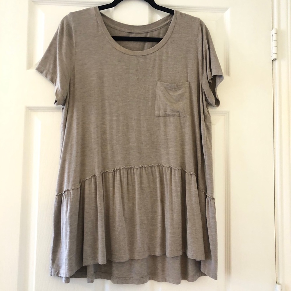 Tan Peplum Top
